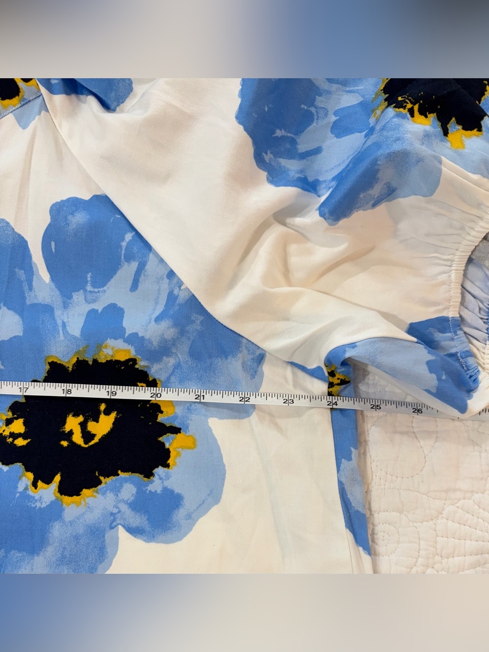 NWT SZ XL Anne Klein Blue Floral Puff Sleeve Tunic Top - Picture 4 of 6